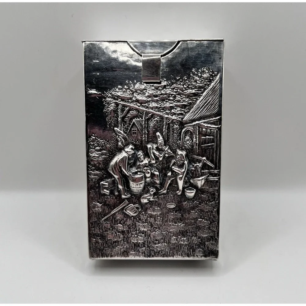Antique JHS Silver Plate Cigarette Case W/ Spritzer Fuhrmann Comb Case Read